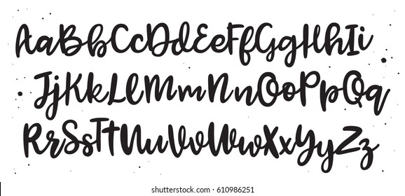 Vector hand drawn font. Brush painted letters. Handmade alphabet for your designs: logo, posters, wedding invitations, cards, etc. 