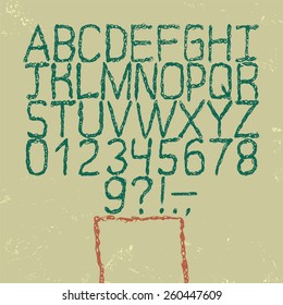 Vector hand drawn font. Sketch style alphabet.