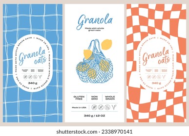 Vector hand drawn food and drinks packaging label design templates for cafe or restaurant