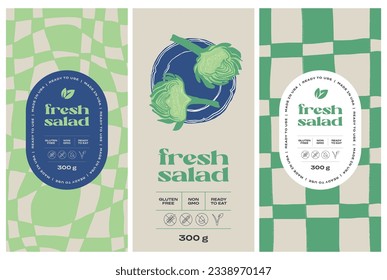 Vector hand drawn food and drinks packaging label design templates for cafe or restaurant