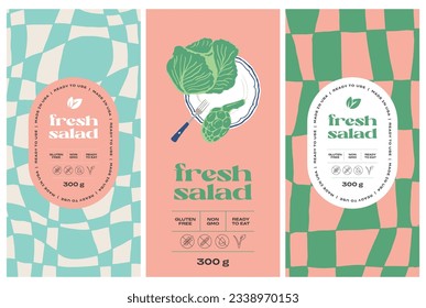 Vector hand drawn food and drinks packaging label design templates for cafe or restaurant