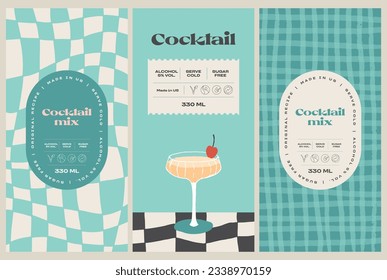 Vector hand drawn food and drinks packaging label design templates for cafe or restaurant