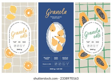 Vector hand drawn food and drinks packaging label design templates for cafe or restaurant