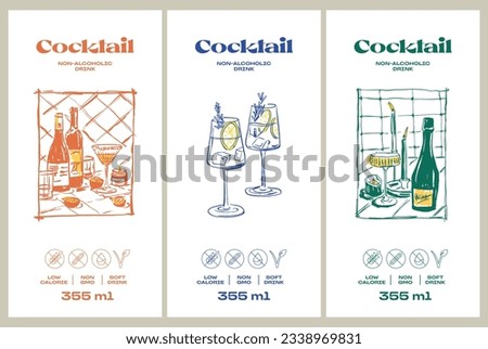 Vector hand drawn food and drinks packaging label design templates for cafe or restaurant