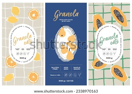 Vector hand drawn food and drinks packaging label design templates for cafe or restaurant