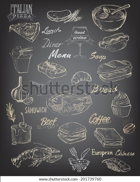 Vector Hand Drawn Food Meal On Stock Vector (Royalty Free) 201739760 ...