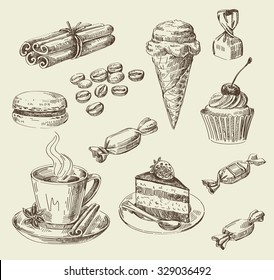 vector hand drawn food sketch and kitchen doodle