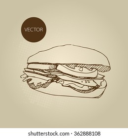Vector hand drawn food sketch sandwich