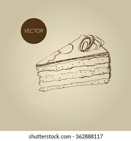Vector hand drawn food sketch chocolate cake