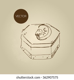 Vector hand drawn food sketch cake mandarin souffle, jelly
