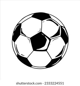 Vector Hand drawn Football ball on a white background. Soccer Ball. Soccer hand-drawn ball in doodle style isolated on white background. Sport Concept Design Element.