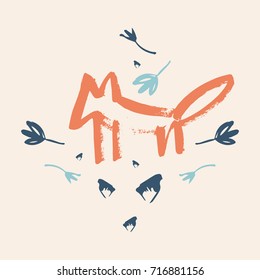 Vector hand drawn fox illustration.