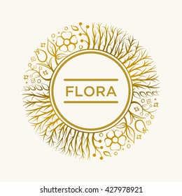 Vector hand drawn frame. Border is made with seamless pattern with flowers and leaves.