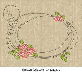 vector hand drawn frame with flowers roses