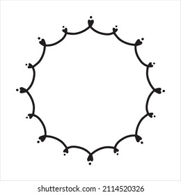 Vector hand drawn frame with hearts isolated on white background. Silhouette wreath of hearts. Doodle style frames for monograms, Valentine's Day greeting cards, invitations, logos.