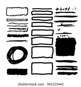 Vector hand drawn frames, lines, circle and bubble collection