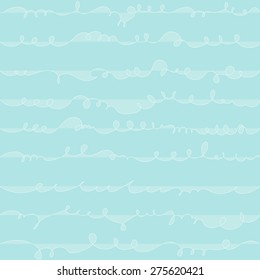 Vector hand drawn free style sea wave background. Seamless pattern.