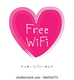 Vector hand drawn free wifi icon, Illustration EPS10 great for any use.