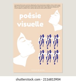 Vector  hand drawn  french abstract placard with illustration. Creative artwork . Template for card, poster, banner, print for t-shirt, pin, badge, patch.