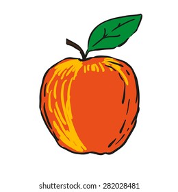  vector hand drawn fruits isolated - red apple