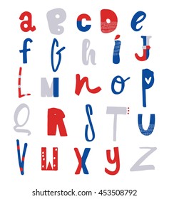 Vector Hand Drawn Funky Artistic and Creative Alphabet. Typeface. Font. Isolated. EPS 10.