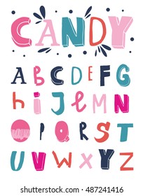 Vector Hand Drawn Funky Artistic and Creative Alphabet. Typeface. Font. Isolated. EPS 10.