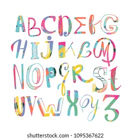 Vector hand drawn funky decorative font for your design. Modern brush calligraphy. Isolated on white background.