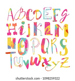 Vector hand drawn funky decorative font for your design. Modern brush calligraphy. Isolated on white background.
