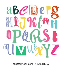 Vector hand drawn funky decorative font for your design. Brush ink inscription for photo overlays, typography greeting card or t-shirt print, flyer, poster design, home decor and for web.