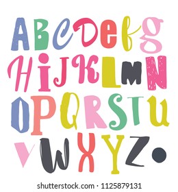 Vector hand drawn funky decorative font for your design. Brush ink inscription for photo overlays, typography greeting card or t-shirt print, flyer, poster design, home decor and for web.