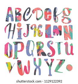 Vector hand drawn funky decorative font for your design. Brush ink inscription for photo overlays, typography greeting card or t-shirt print, flyer, poster design, home decor and for web.