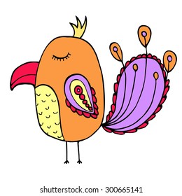 vector hand drawn funny bird