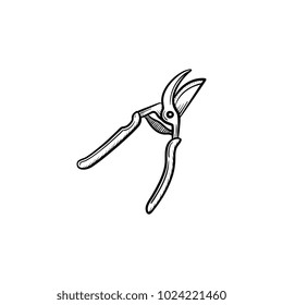 Vector hand drawn Garden pruner outline doodle icon. Garden pruner sketch illustration for print, web, mobile and infographics isolated on white background.