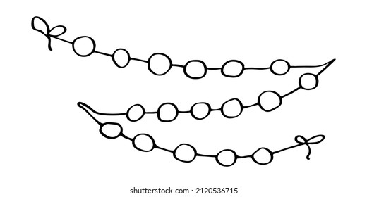 Vector hand drawn garland. Cute doodle illustration isolated on white background. Celebration clipart for greeting cards, print, web, design, decor.