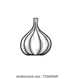 Vector hand drawn garlic outline doodle icon. Food sketch illustration for print, web, mobile and infographics isolated on white background.