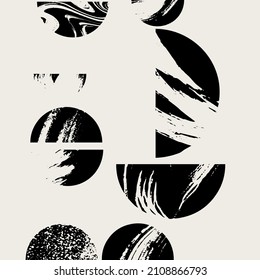 Ilustración minimalista geométrica de la mano del vector. Obra de arte creativa. Plantilla para tarjeta, afiche, banner, imprimir para camiseta, pin, insignia, parche.