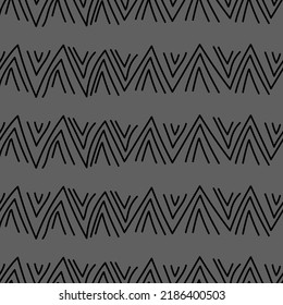 Vector. Hand drawn geometric pattern. Monochrome abstract outline chevron, checkmarks, zigzag. Repeating geometric texture, geometric shape. Mosaic abstract background. Dividers.