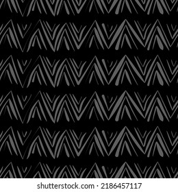 Vector. Hand drawn geometric pattern. Monochrome abstract outline chevron, checkmarks, zigzag. Repeating geometric texture, geometric shape. Mosaic abstract background. Dividers.