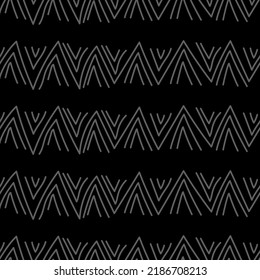 Vector. Hand drawn geometric pattern. Monochrome abstract outline chevron, checkmarks, zigzag. Repeating geometric texture, geometric shape. Mosaic abstract background. Dividers.