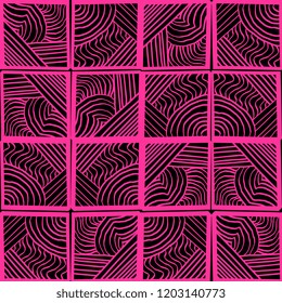 Vector hand drawn geometric seamless pattern with feminine lines drawing colorful background. Print ready for your fashion textile with women color theme.