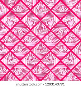 Vector hand drawn geometric seamless pattern with feminine lines drawing colorful background. Print ready for your fashion textile with women color theme.
