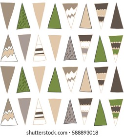 Vector hand drawn geometric tribal pattern with triangles. Seamless abstract navajo background design.