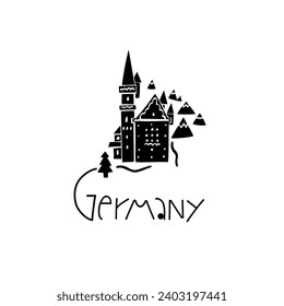 Etiqueta Alemania de mano de vectores. Ilustración de Viajes Europa. Ilustración Con Cartas Escritas A Mano. Logo de Alemania