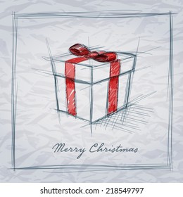 Vector hand drawn gift box sketch illustration. Elements are layered separately. Easy editable.