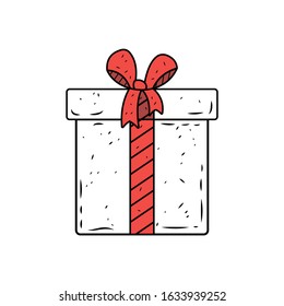 Vector Hand drawn gift boxeisolated on white. Happy birthday, or Valentine Day package.