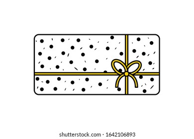 Vector Hand drawn gift boxeisolated on white. Happy birthday, or Valentine Day package.