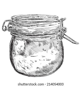 Vector hand drawn glass jar graphic. EPS illustration