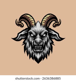 
Vector hand drawn goat esport logo