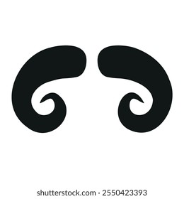 Vector hand drawn goat horns silhouette isolated on white background