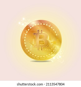ilustración de bitcoína dorada dibujada a mano vectorial